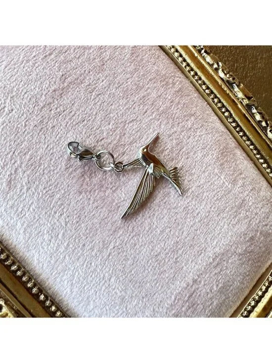 Hummingbird Charm Pendant With Lobster Clasp - Stainless Steel Waterproof - Picture 13 of 16
